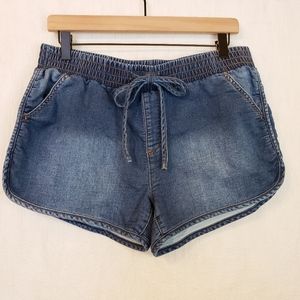 Mossimo Denim Drawstring Elastic Waist Denim Shorts Size Large